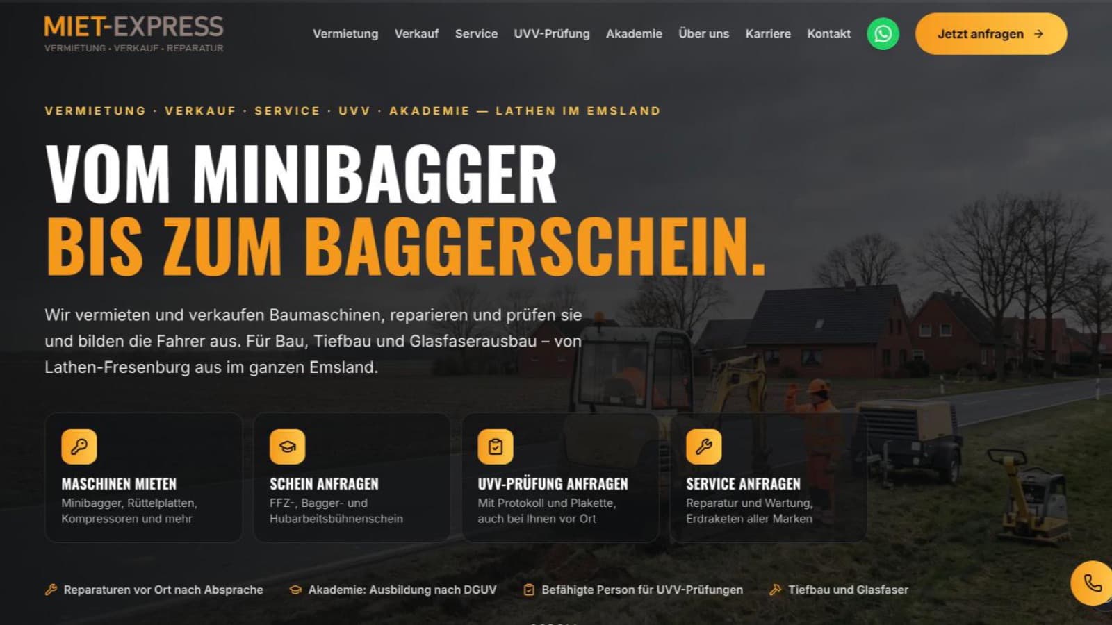 Website von Miet-Express GmbH, gebaut von OMS Partner