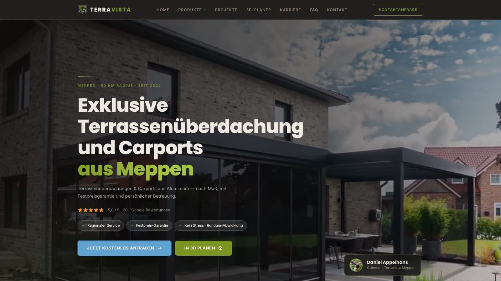 Website von Terravista, gebaut von OMS Partner